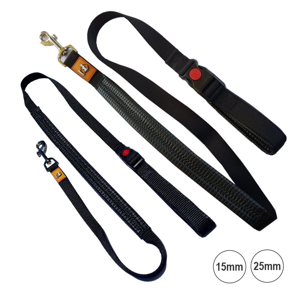 Canny CONNECT Padded Handle Dog Lead 120cm Black (15mm, 25mm)