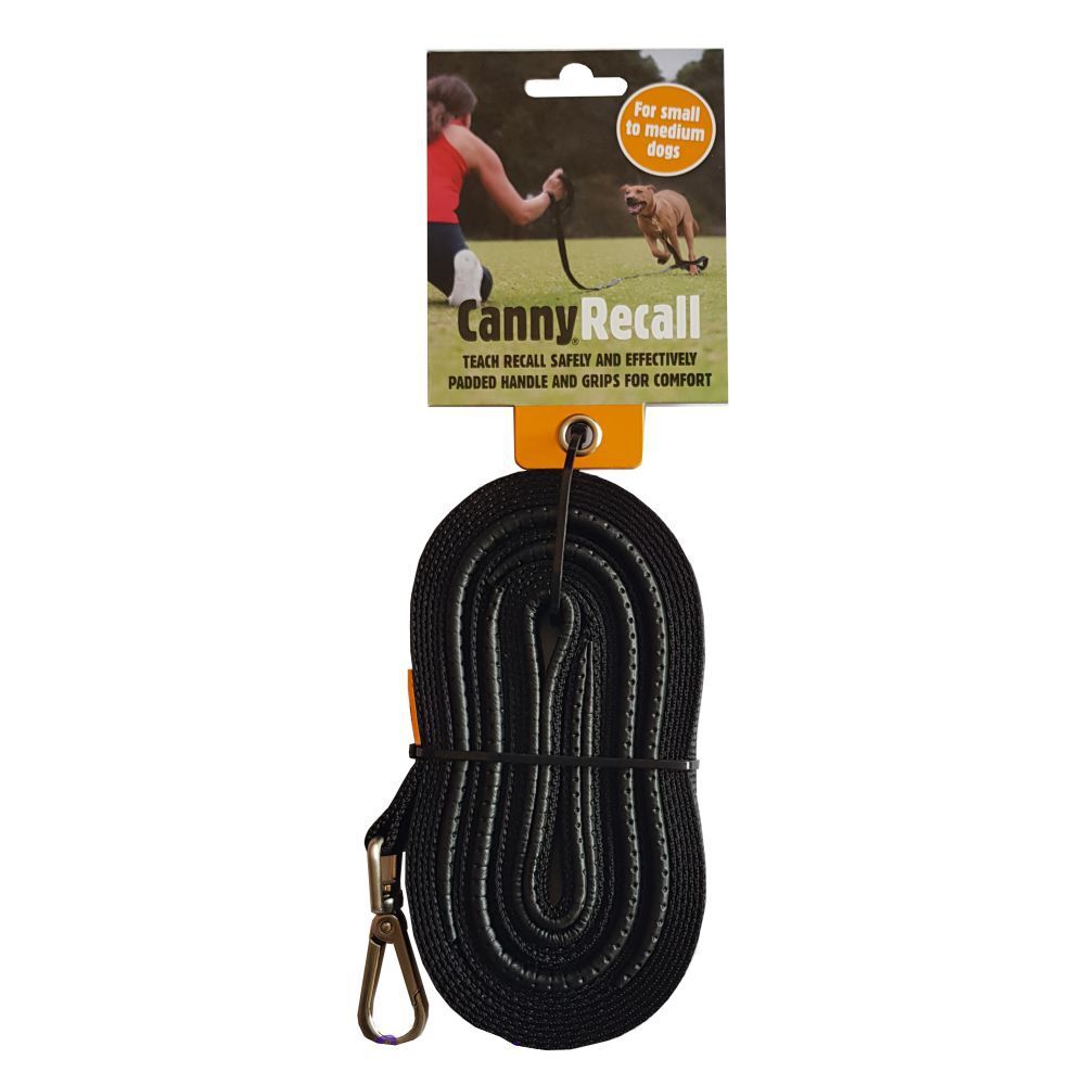 Canny Long Recall Training Dog Lead Black (5m x 15mm)