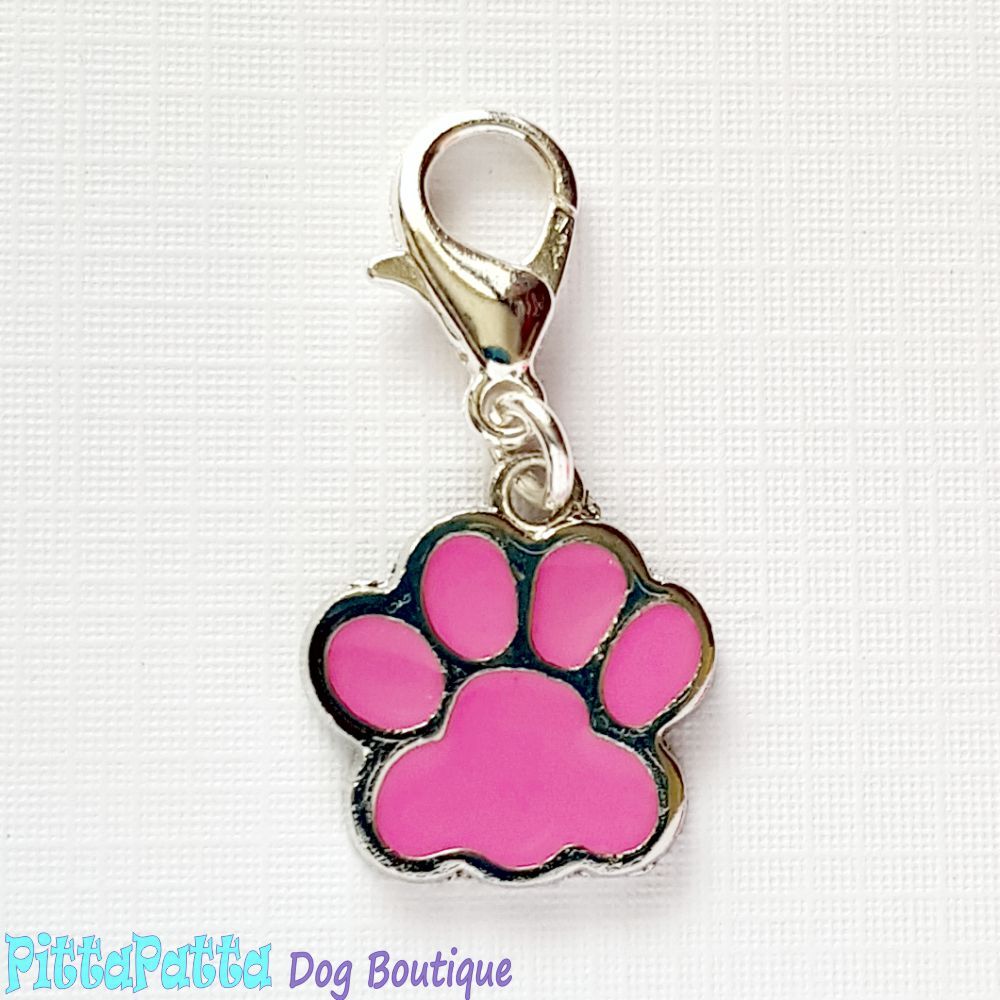 Dog Collar Charm - Pink Paw