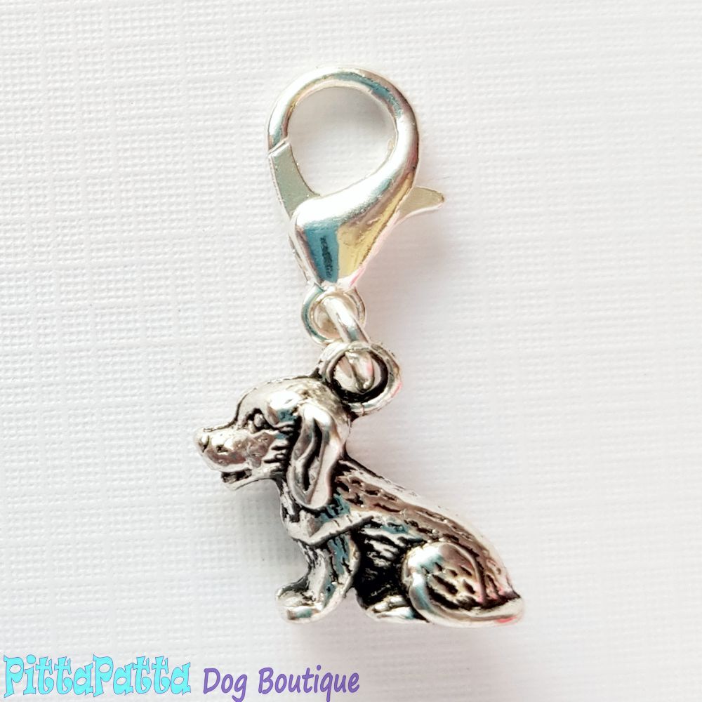 Dog Collar Charm - Silver Spaniel