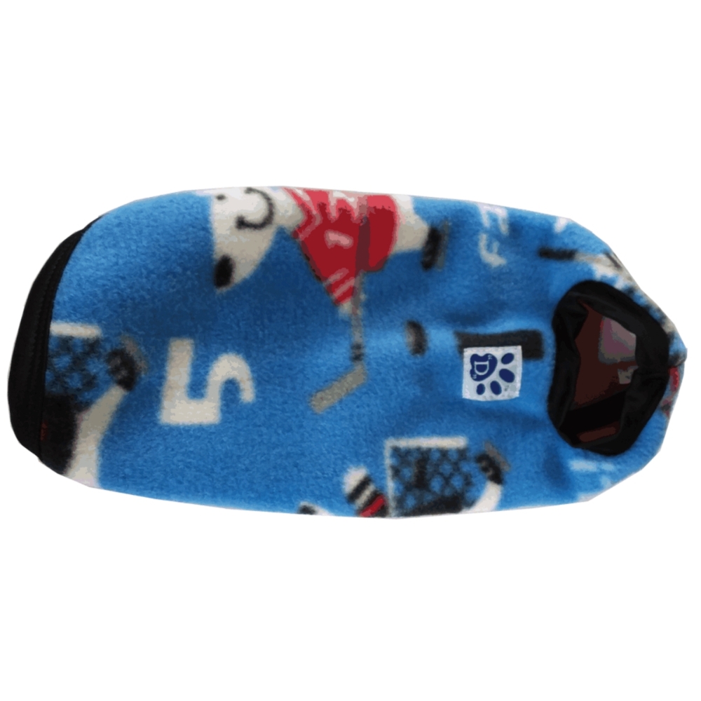 Double Polar Fleece Dog Coat Blue Ice Hockey (26cm)