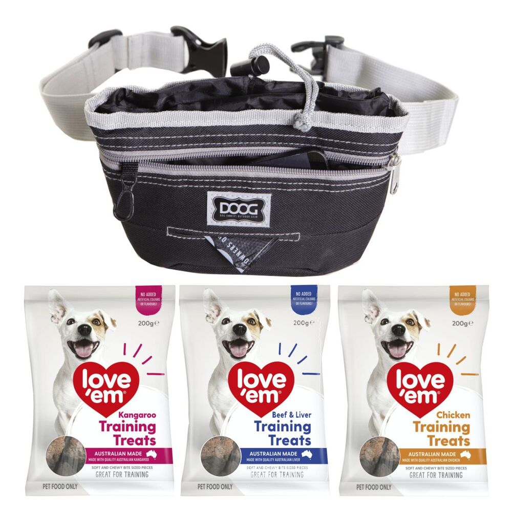 Choose Your Kit - Doog Black Treat Pouch and Love'em Dog Treats