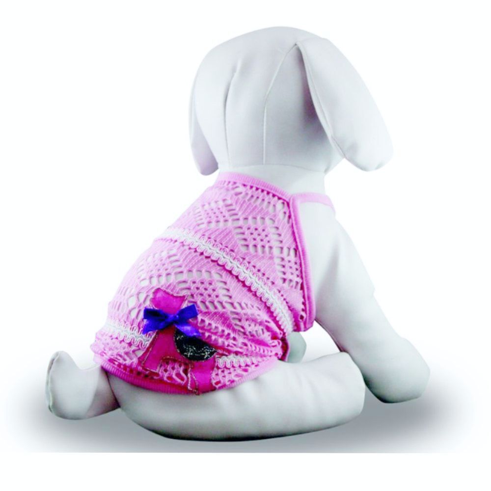 String Knit Dog Dress (Pink, Size 2 (S) 23cm)
