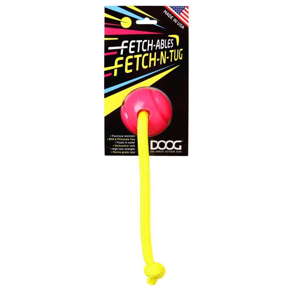 DOOG Fetch-ables Fetch-n-Tug Rope and Ball Pink Dog Toy