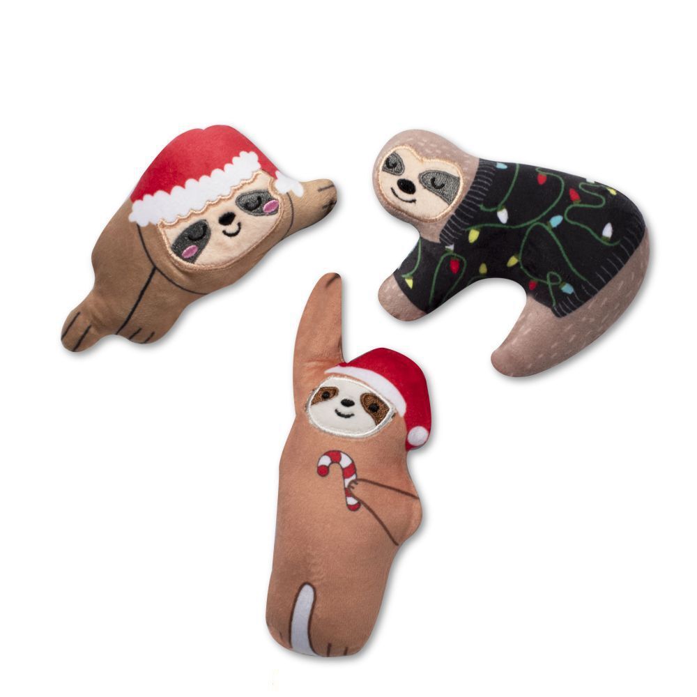 Fringe Studio Minis Sloths 3-Piece Plush Christmas Dog Toy Set