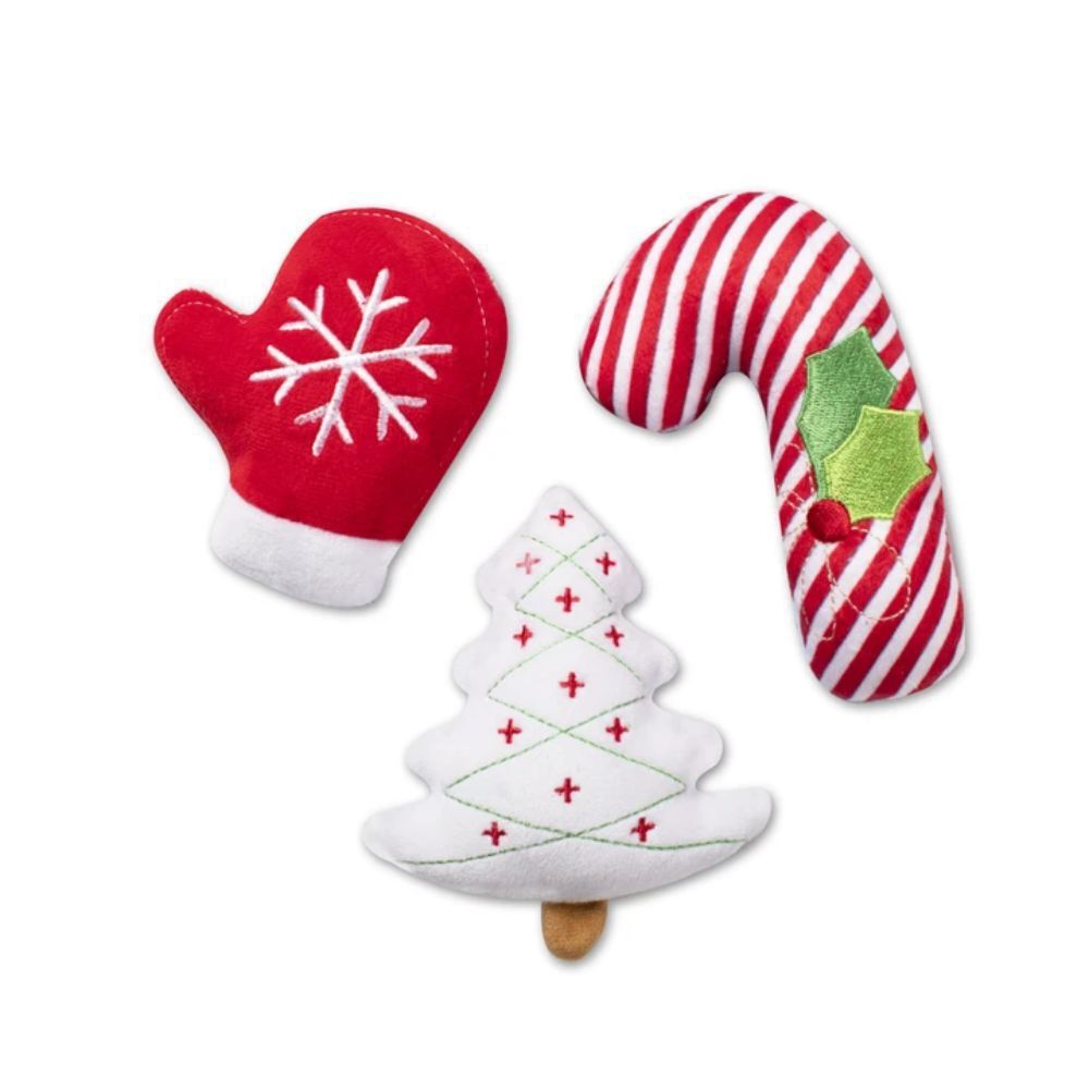 Fringe Studio Minis Icons 3-Piece Plush Christmas Dog Toy Set