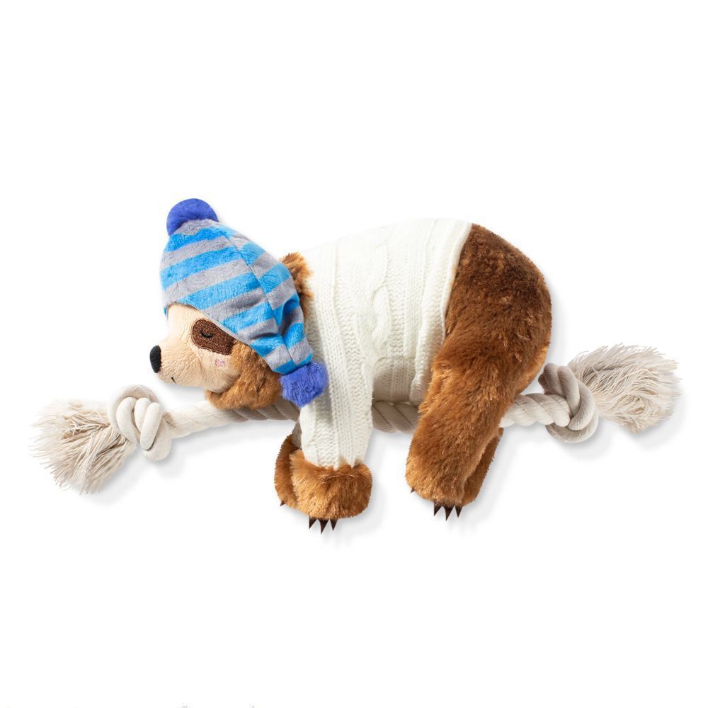 Fringe Studio Beanie Sweater Sloth on a Rope Christmas Dog Toy
