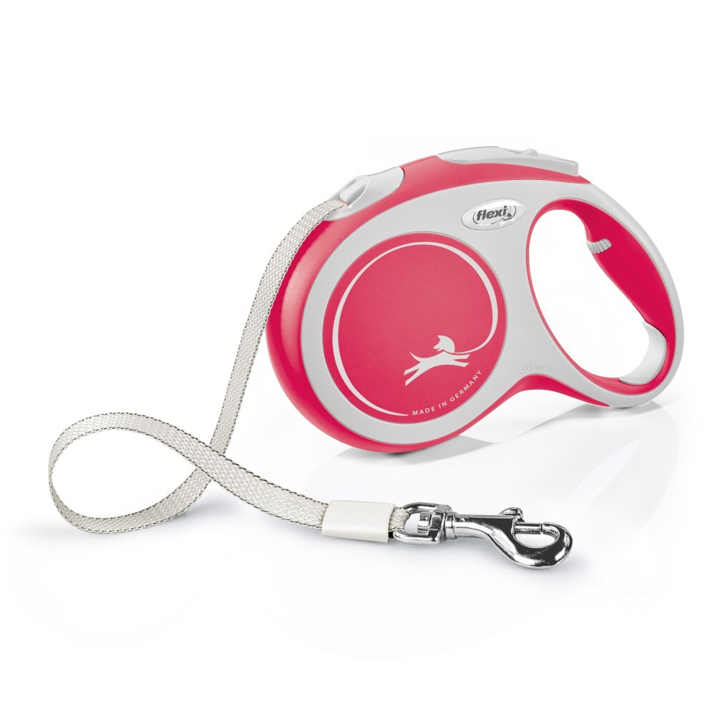 Flexi New Comfort Retractable 5m Tape Leash 5m Red S, M, L
