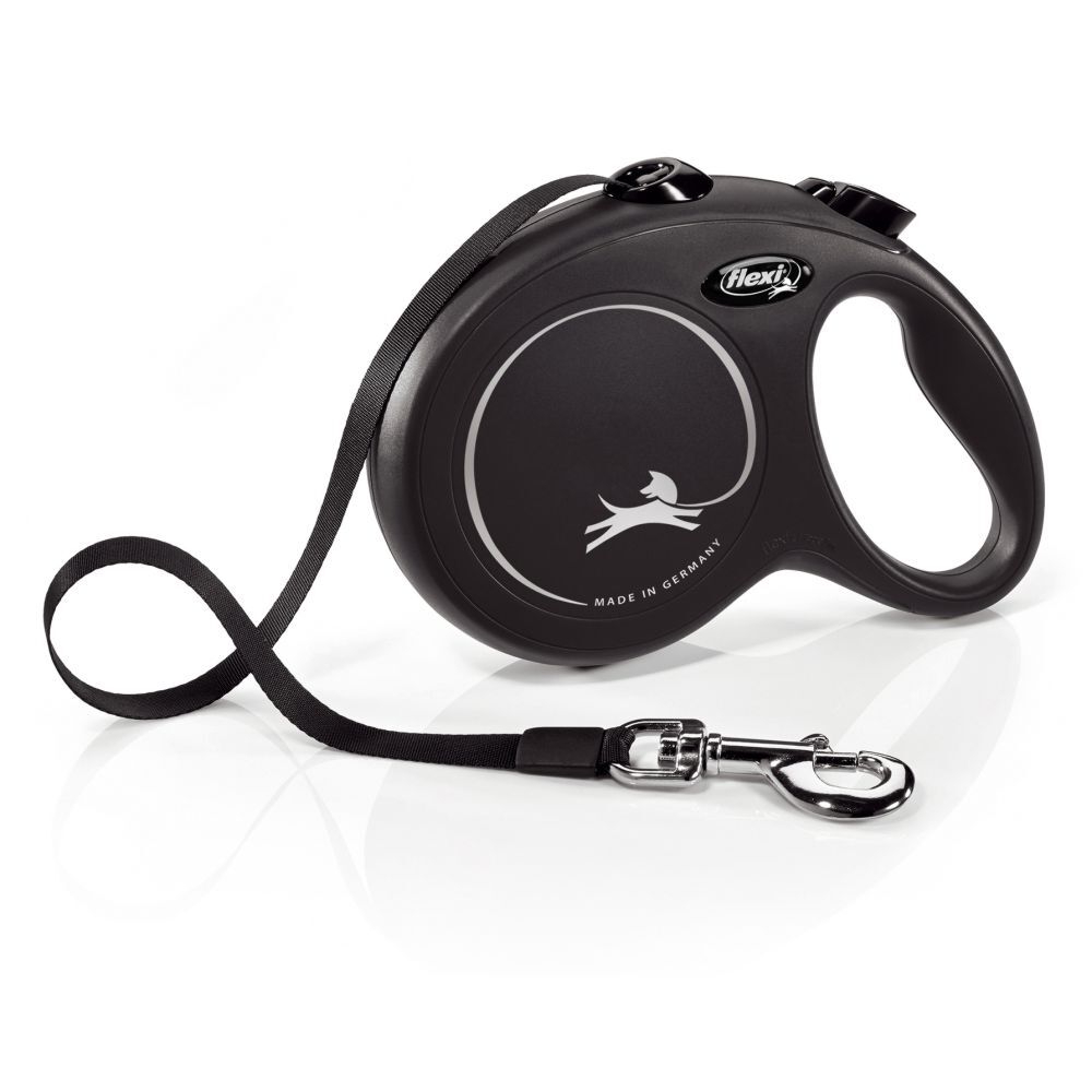 Flexi New Classic Retractable Tape Leash Black S, M, L