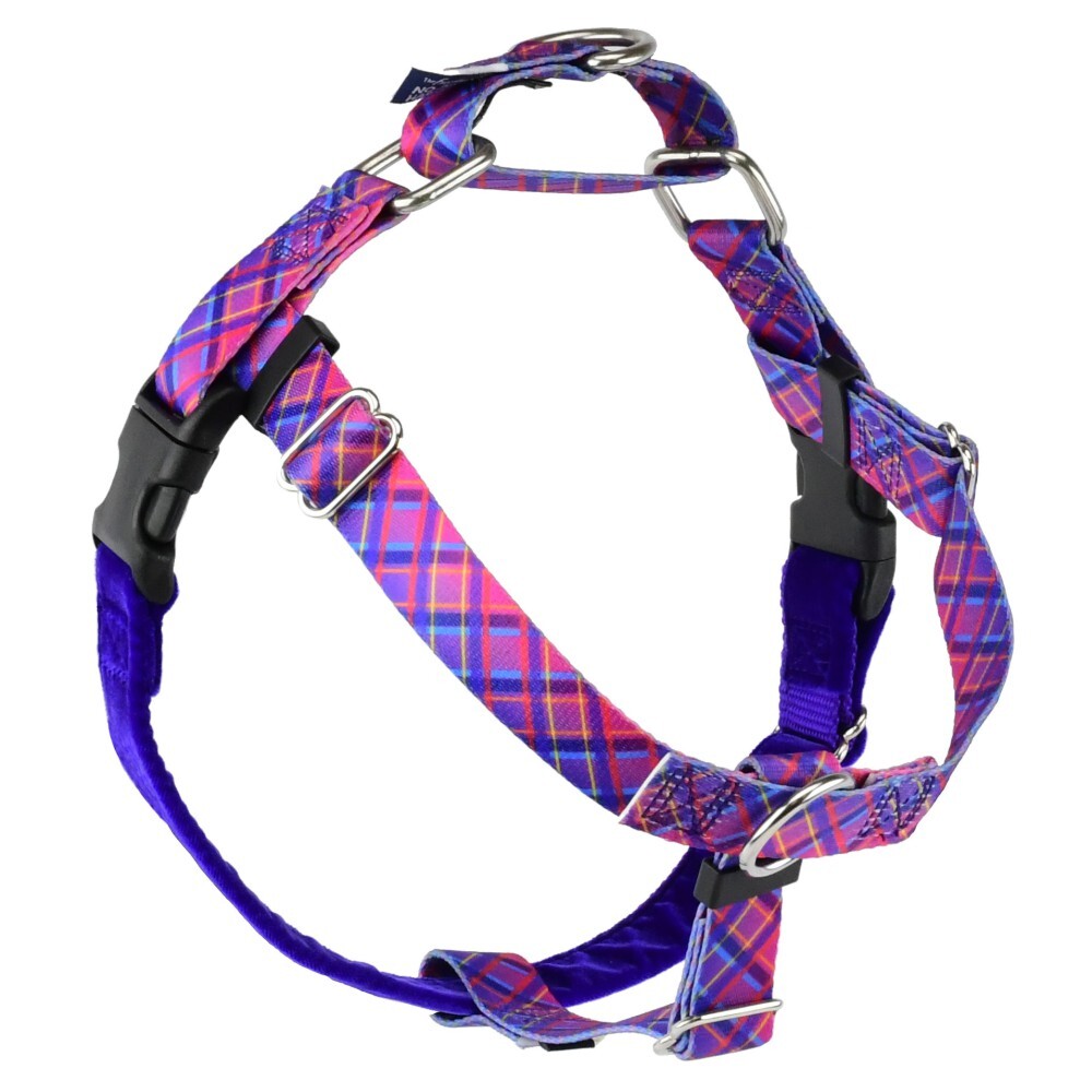 Freedom No Pull Dog Harness EarthStyle Neon Sunrise Pink Plaid XS, S, M, L, XL, XXL