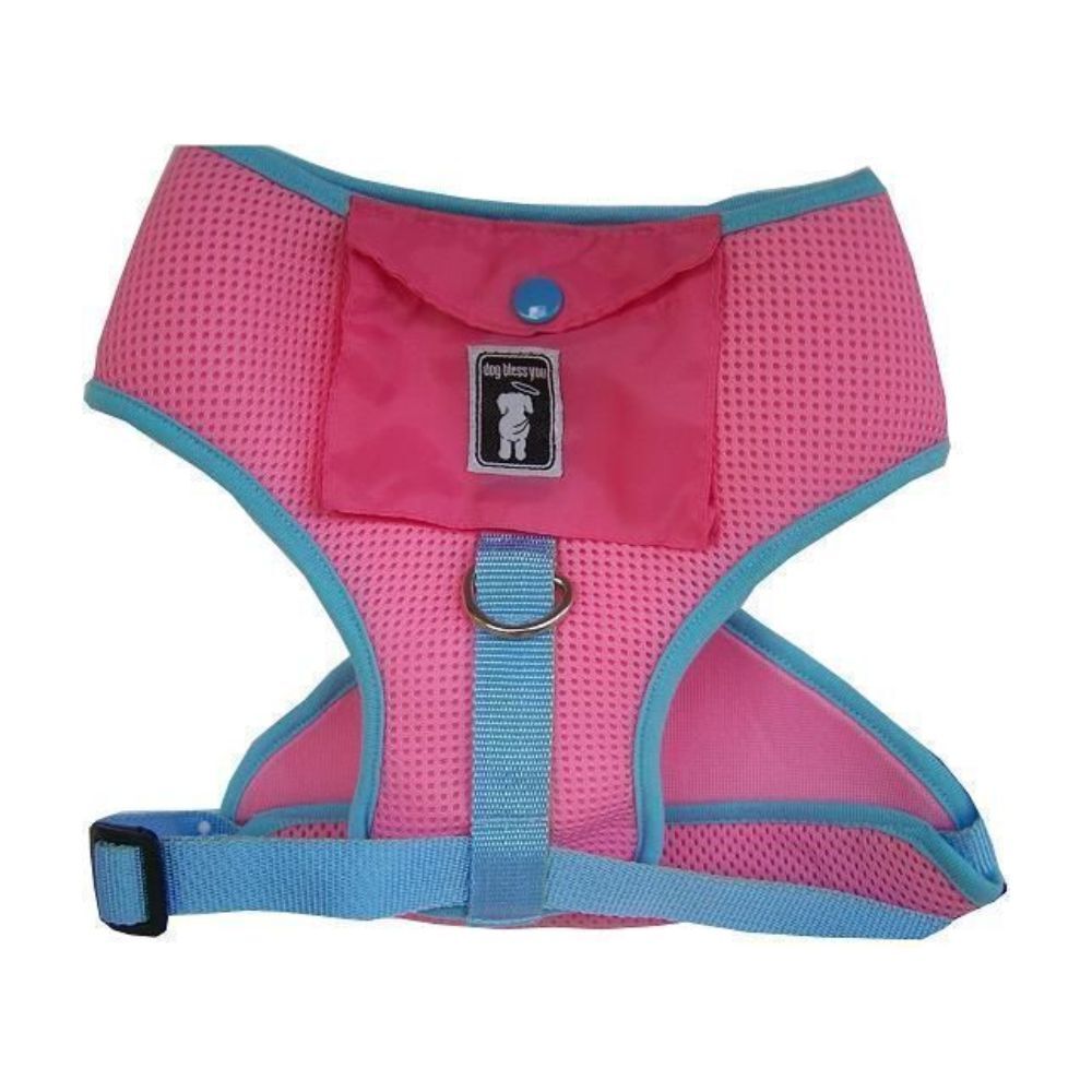 Comfy Dog Harness Pink with Blue Trim (Large)