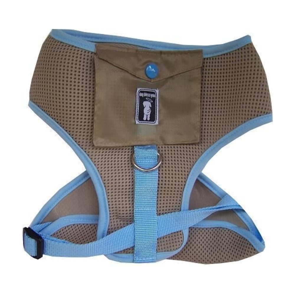 Comfy Dog Harness Caramel with Blue Trim (Large)