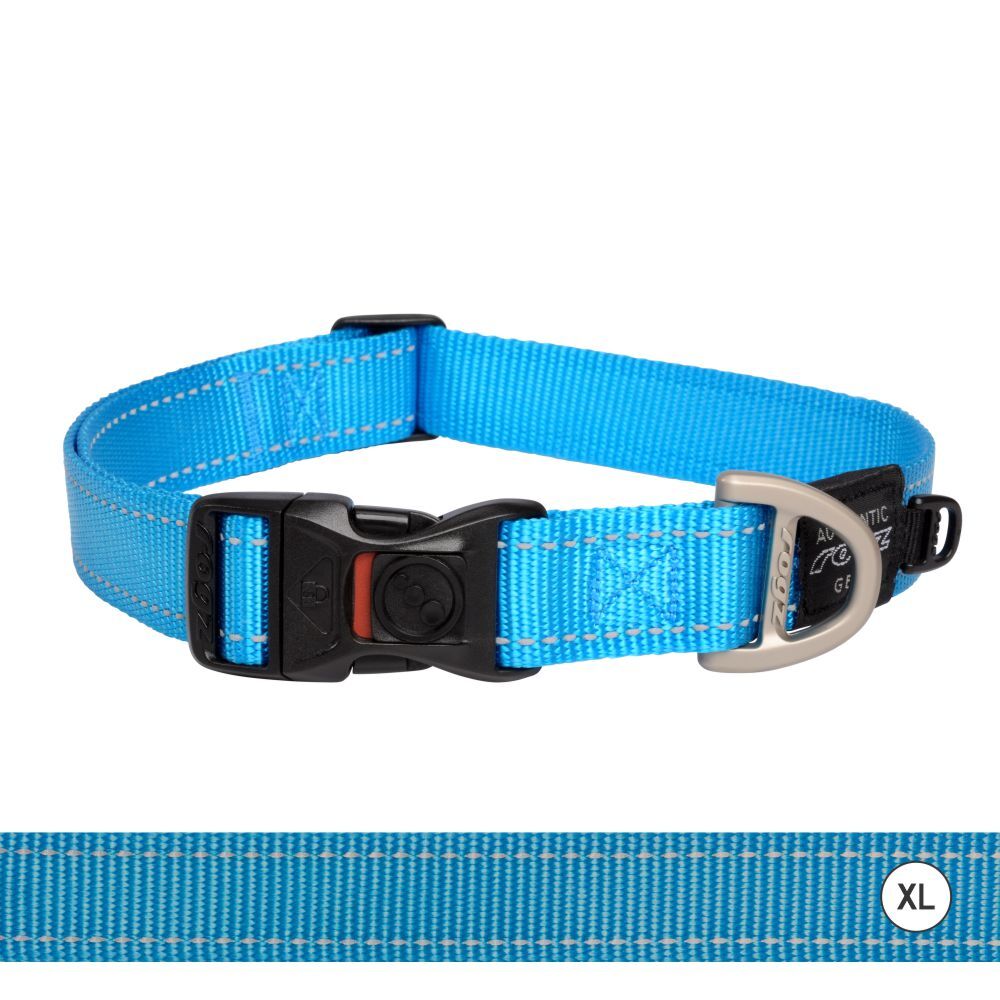 Rogz Classic Reflective Dog Collar, Turquoise (XLarge 43-70cm)