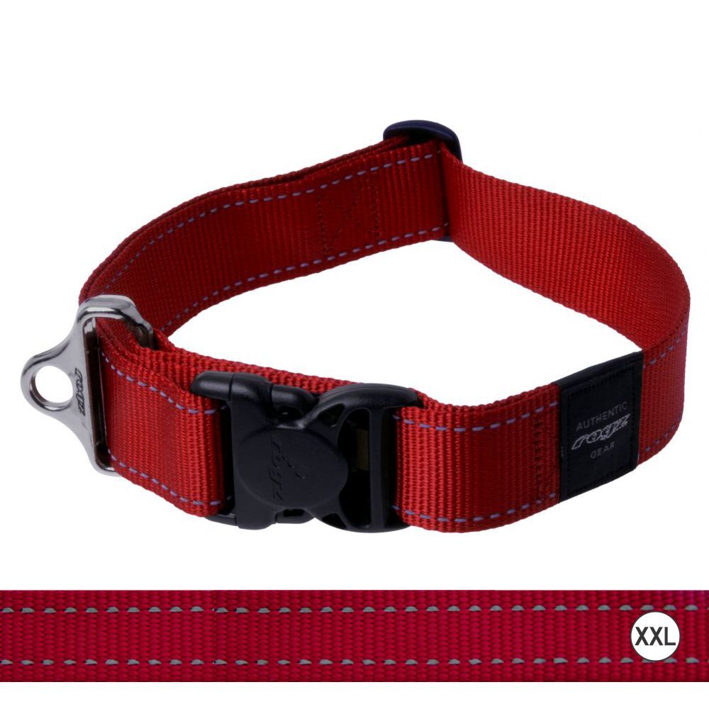 Rogz Classic Reflective Dog Collar, Red (XXLarge 50-80cm)