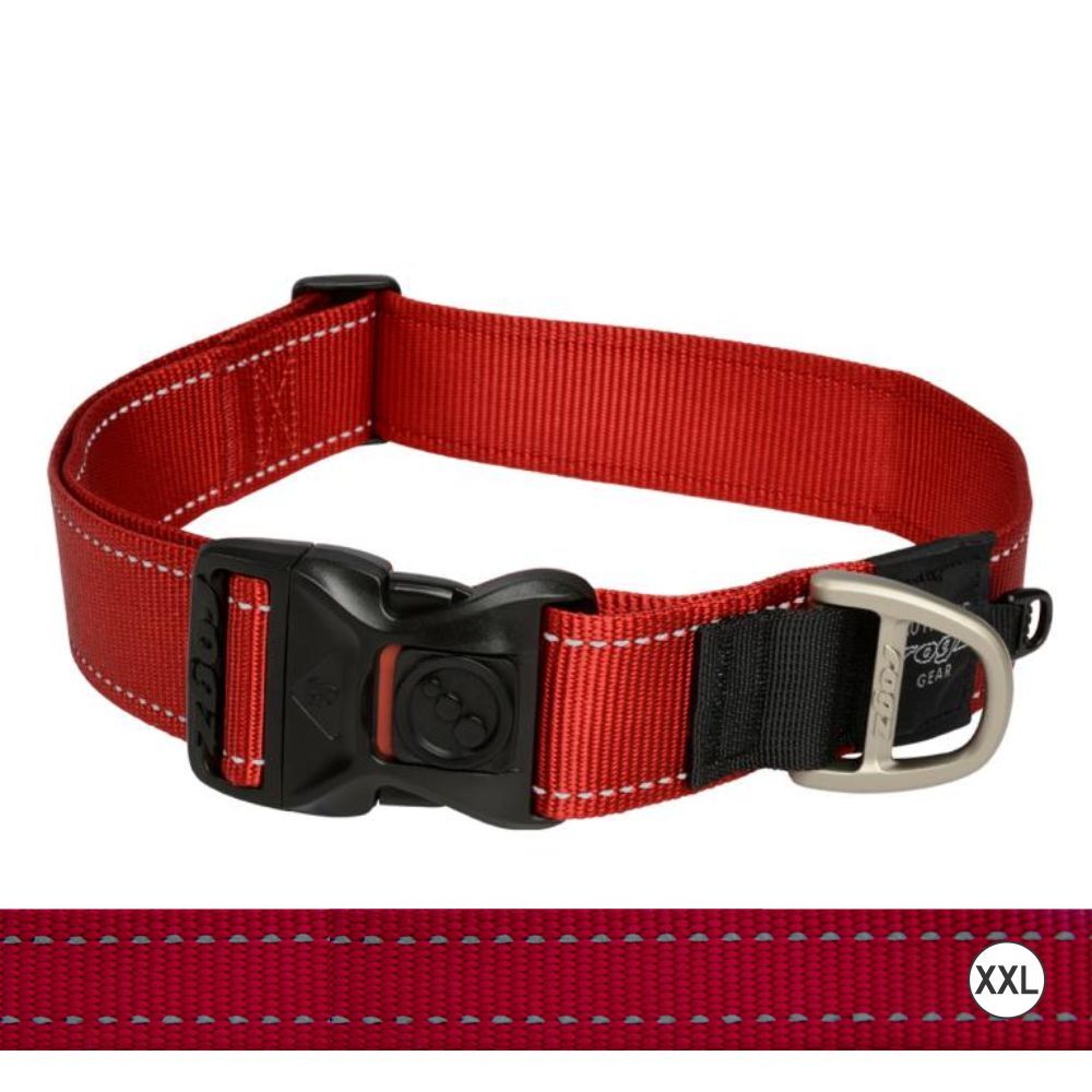 Rogz Classic Reflective Dog Collar, Red (XXLarge 50-80cm)