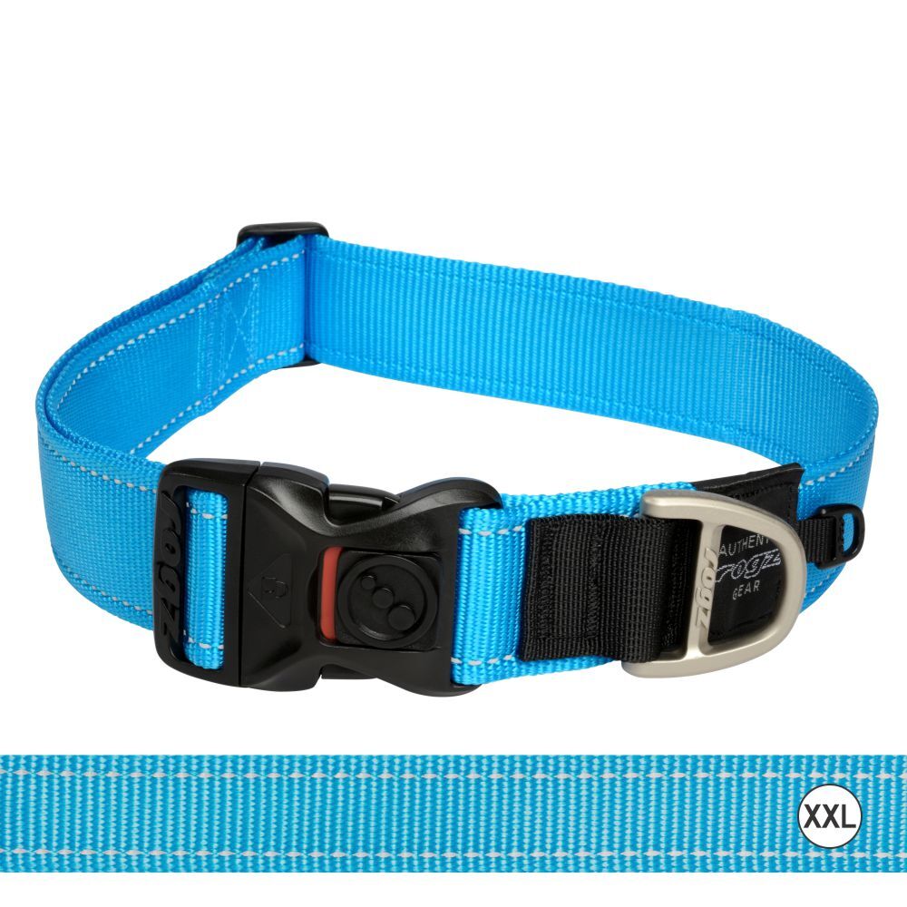Rogz Classic Reflective Dog Collar, Turquoise (XXLarge 50-80cm)