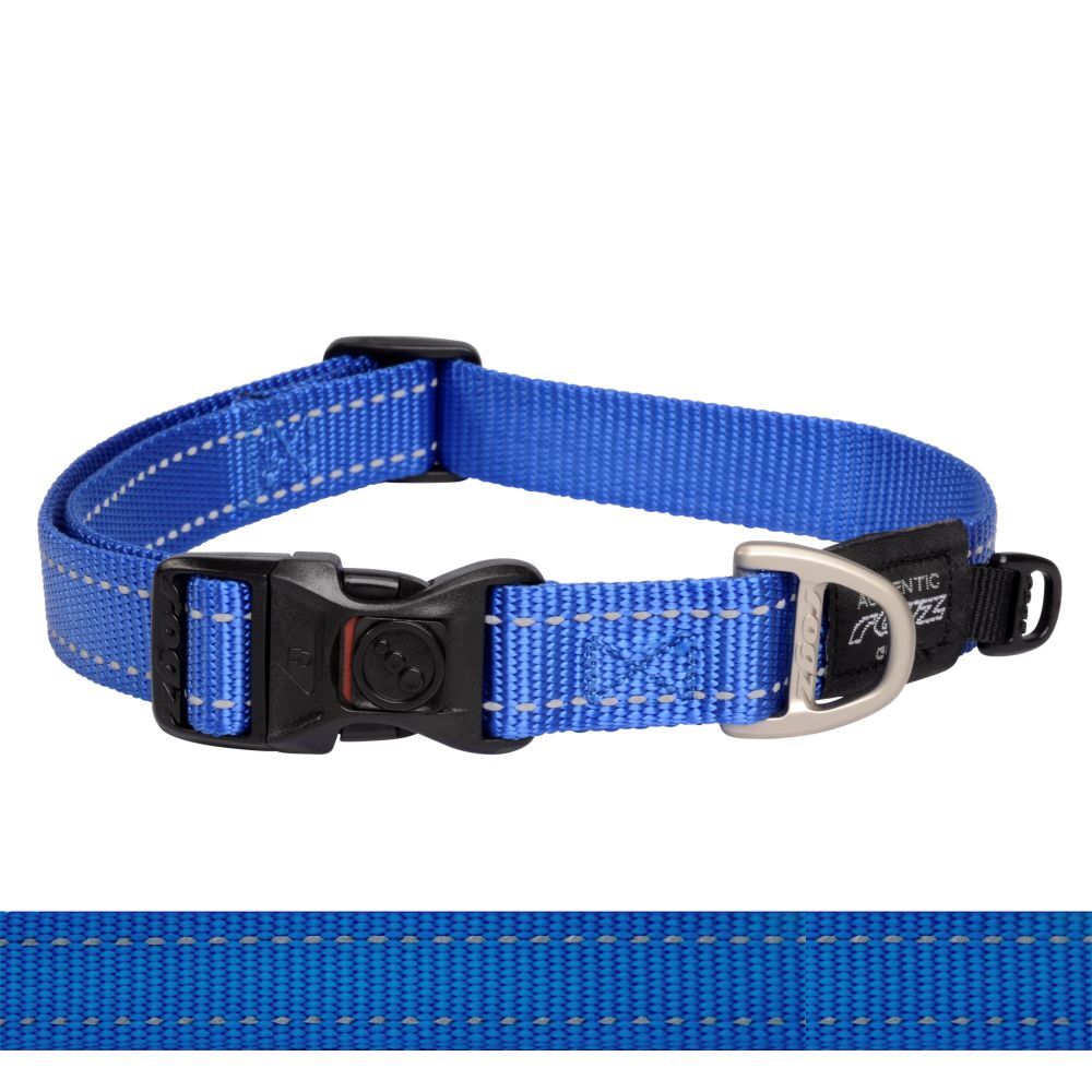 Rogz Classic Reflective Dog Collar, Blue XS, S, M, L, XL, XXL