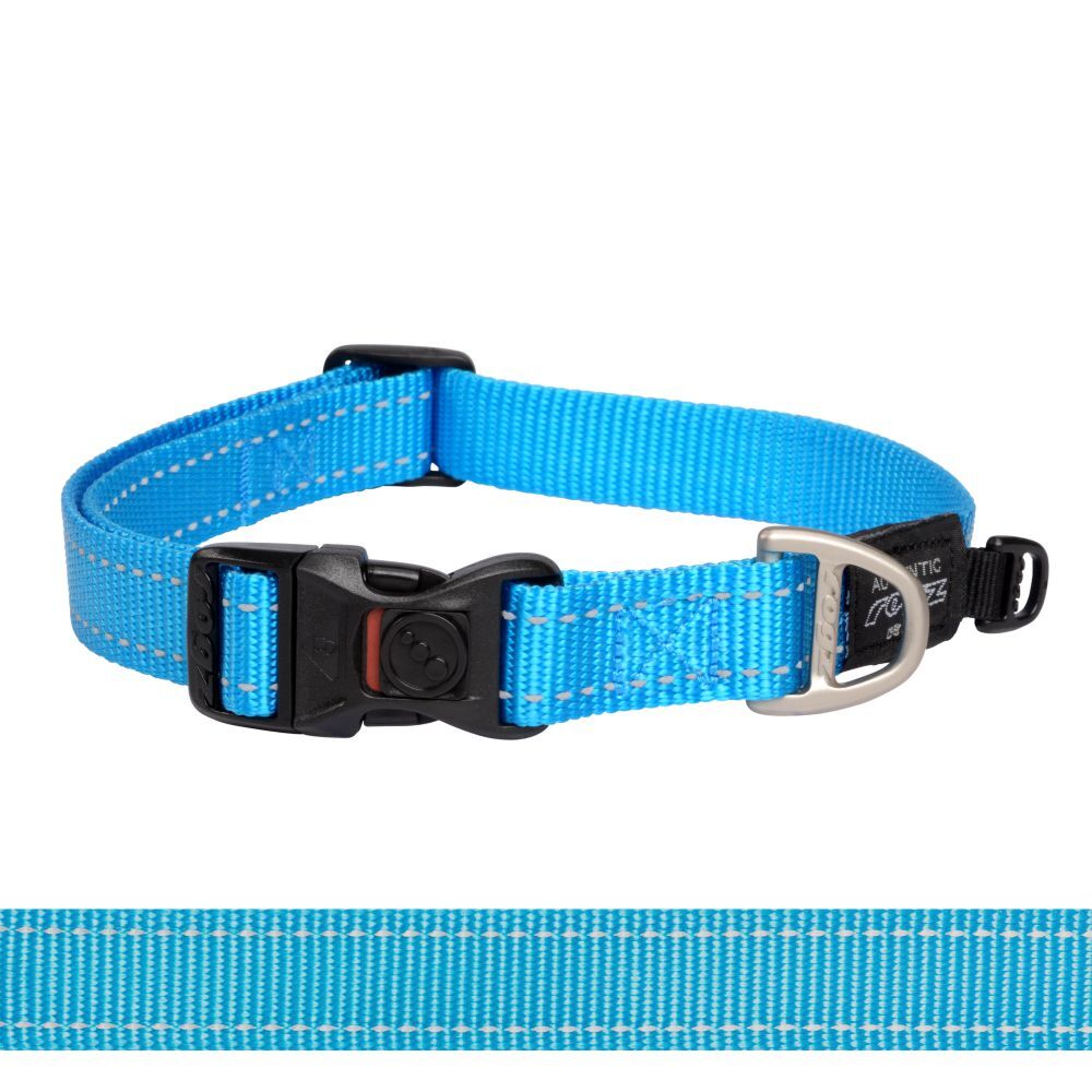 Rogz Classic Reflective Dog Collar, Turquoise XS, S, M, L, XL, XXL