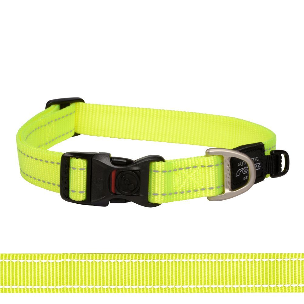 Rogz Classic Reflective Dog Collar, Dayglo Yellow XS, S, M, L, XL