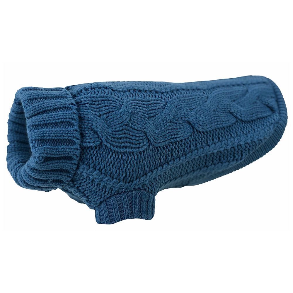 Huskimo Cable Knit Pacific Blue Dog Jumper (67cm)