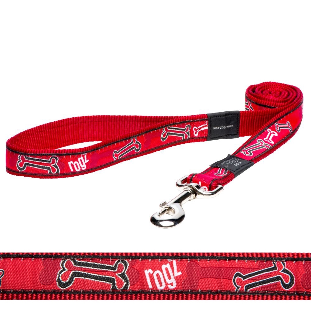 Rogz Classic Lead Fancy Dress, Red Rogz Bone Design (XLarge)