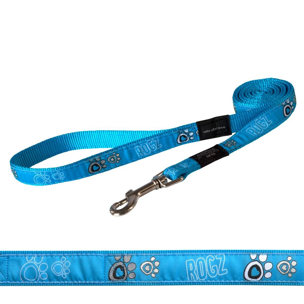 Rogz Classic Lead Fancy Dress, Turquoise Paws (Large)