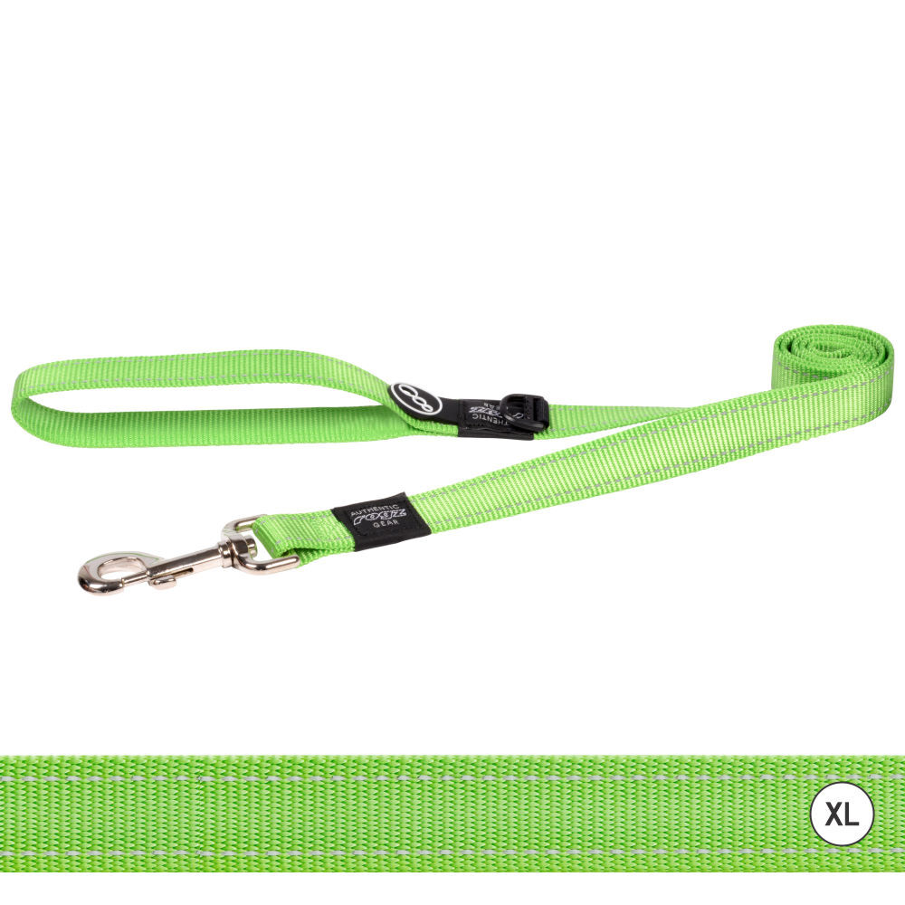 Rogz Classic Reflective Dog Lead, Lime (XLarge)