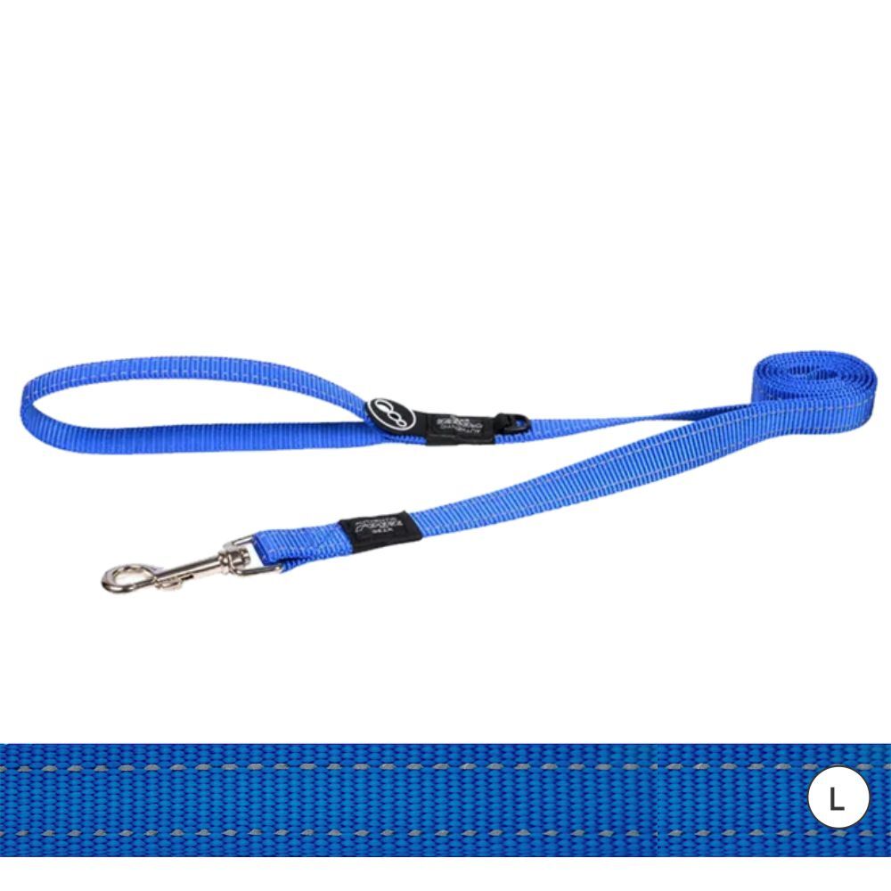 Rogz Classic Reflective Dog Lead, Blue (Large)