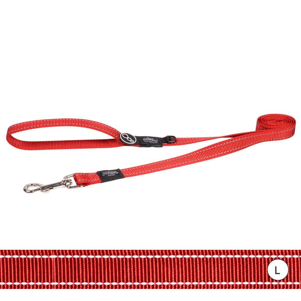Rogz Classic Reflective Dog Lead, Red (Large)