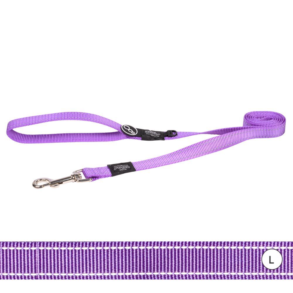 Rogz Classic Reflective Dog Lead, Purple (Large)