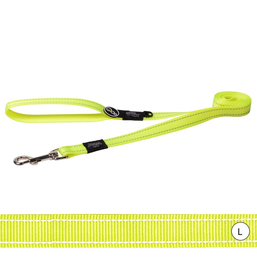 Rogz Classic Reflective Dog Lead, Dayglo Yellow (Large)