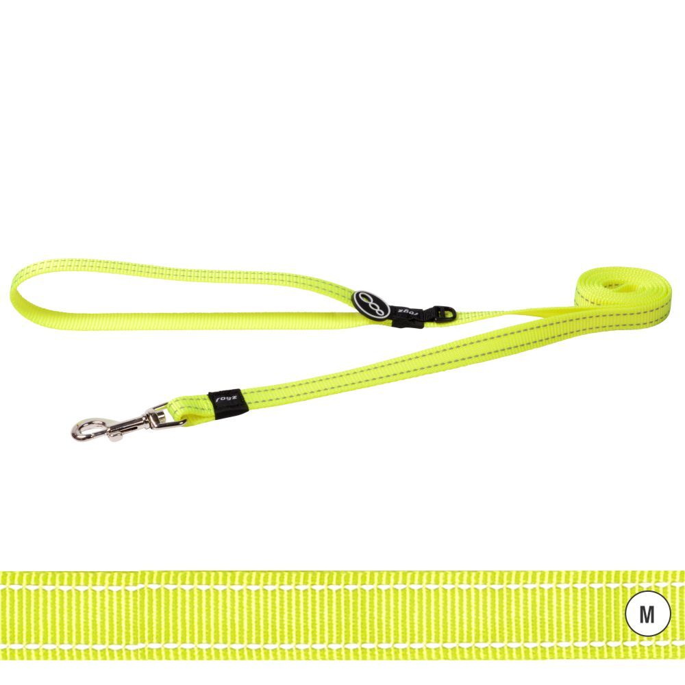 Rogz Classic Reflective Dog Lead, Dayglo Yellow (Medium)
