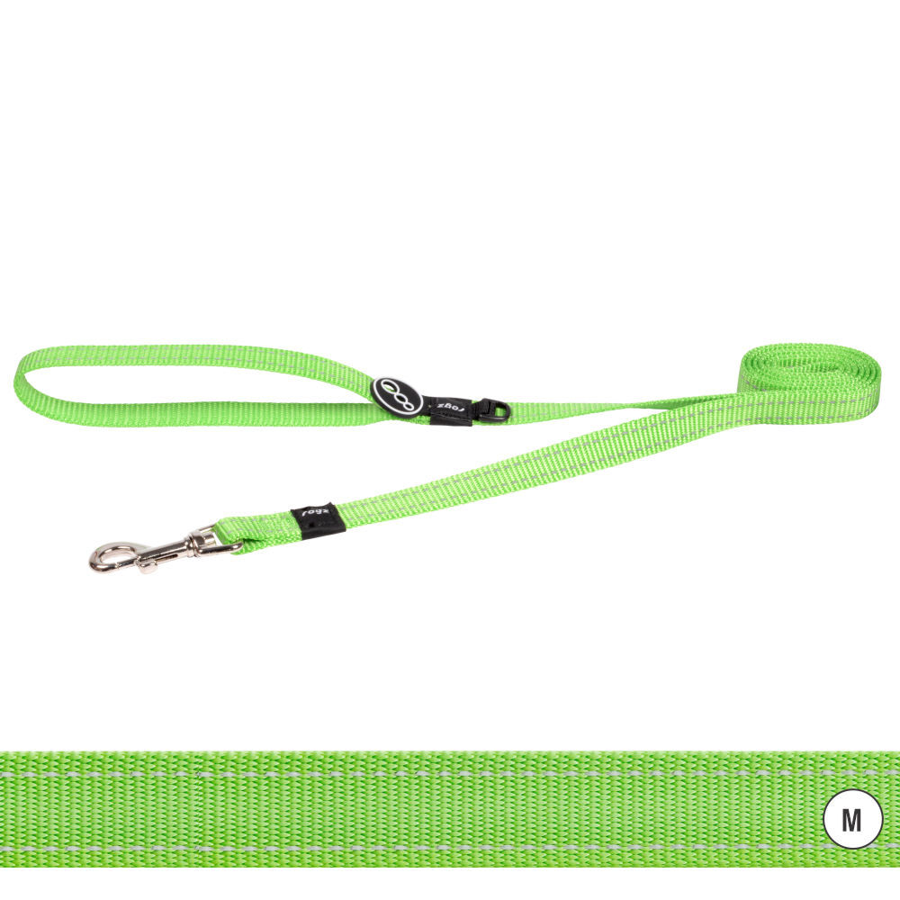 Rogz Classic Reflective Dog Lead, Lime (Medium)