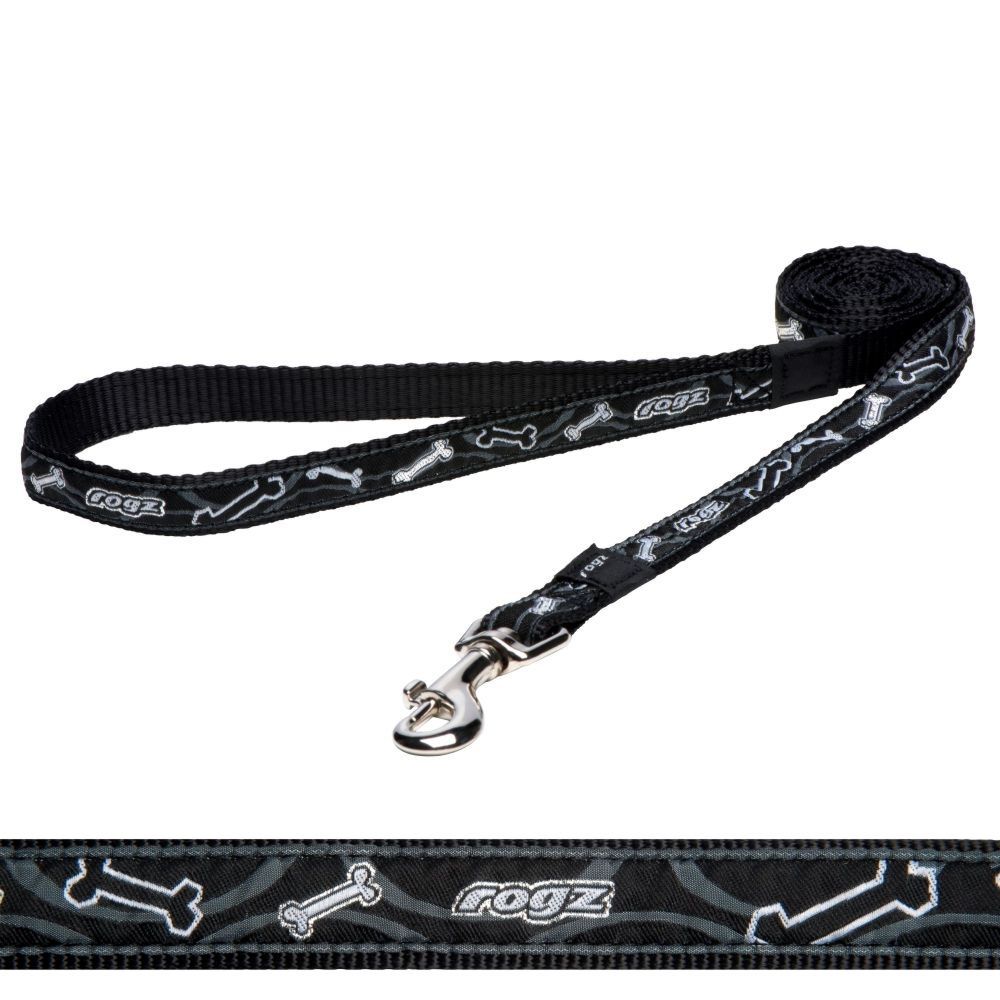 Rogz Classic Lead Fancy Dress, Black Bone Design (Medium)