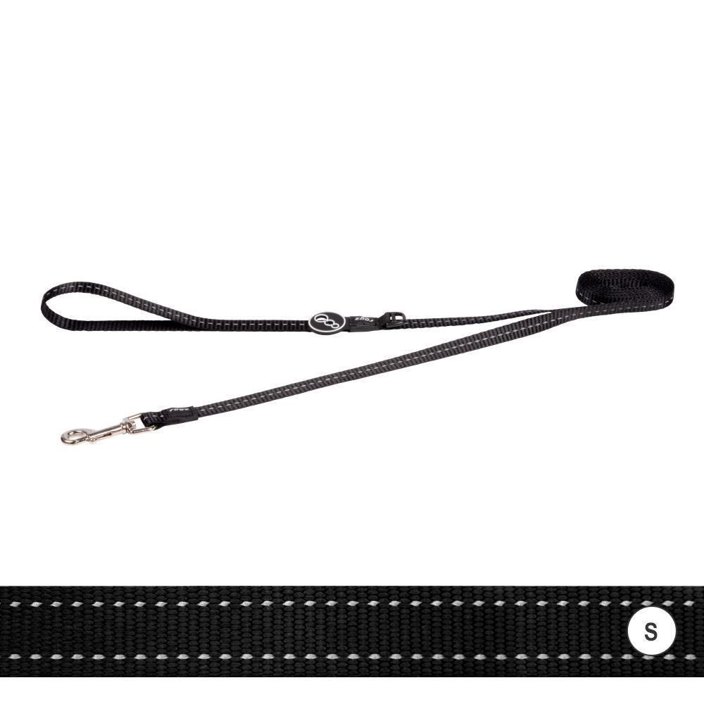 Rogz Classic Reflective Dog Lead, Black (Small)