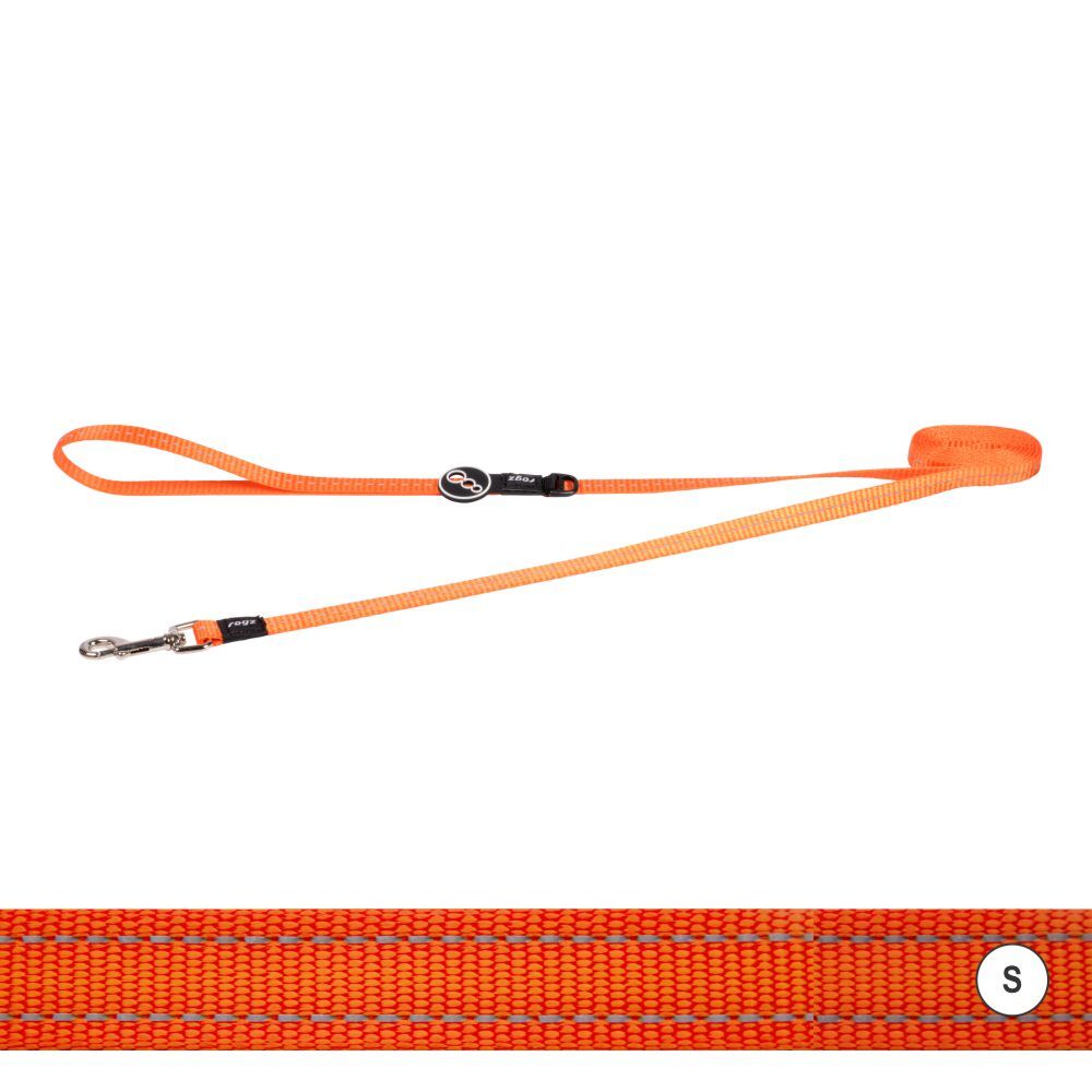 Rogz Classic Reflective Dog Lead, Orange (Small)