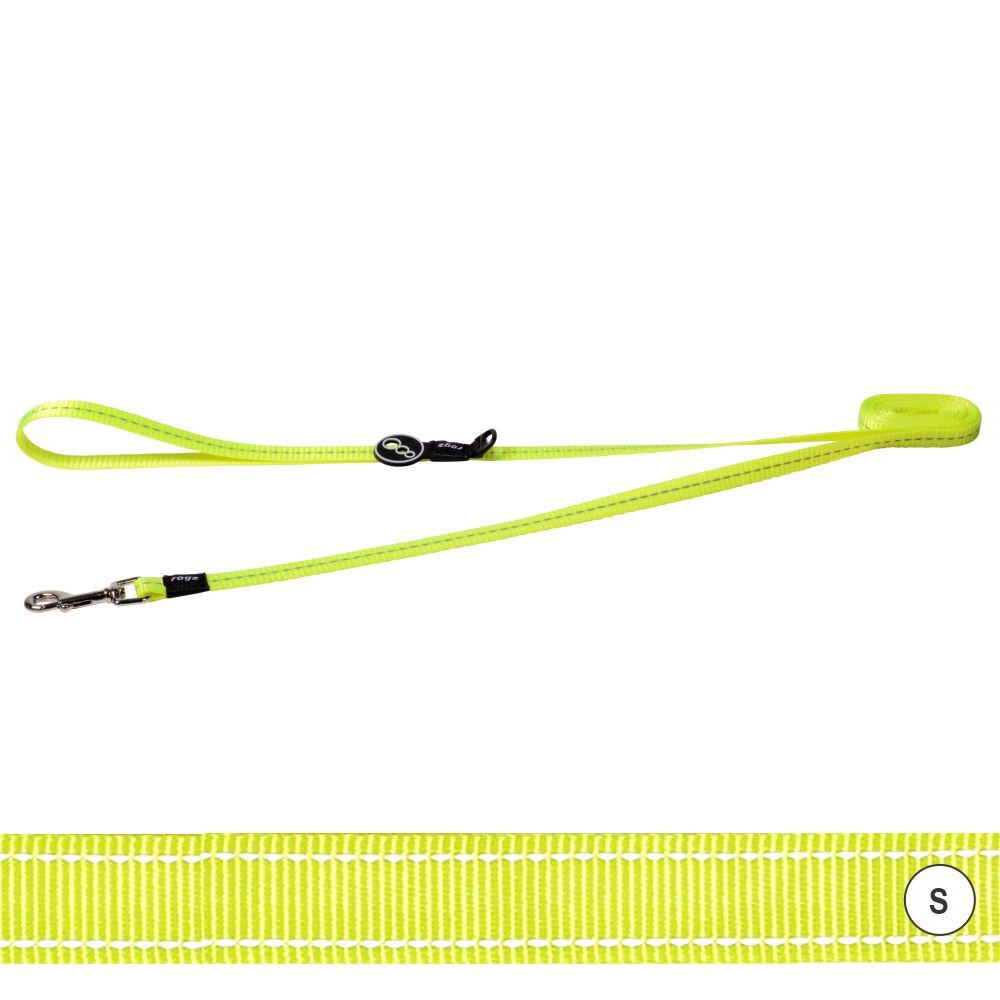 Rogz Classic Reflective Dog Lead, Dayglo Yellow (Small)