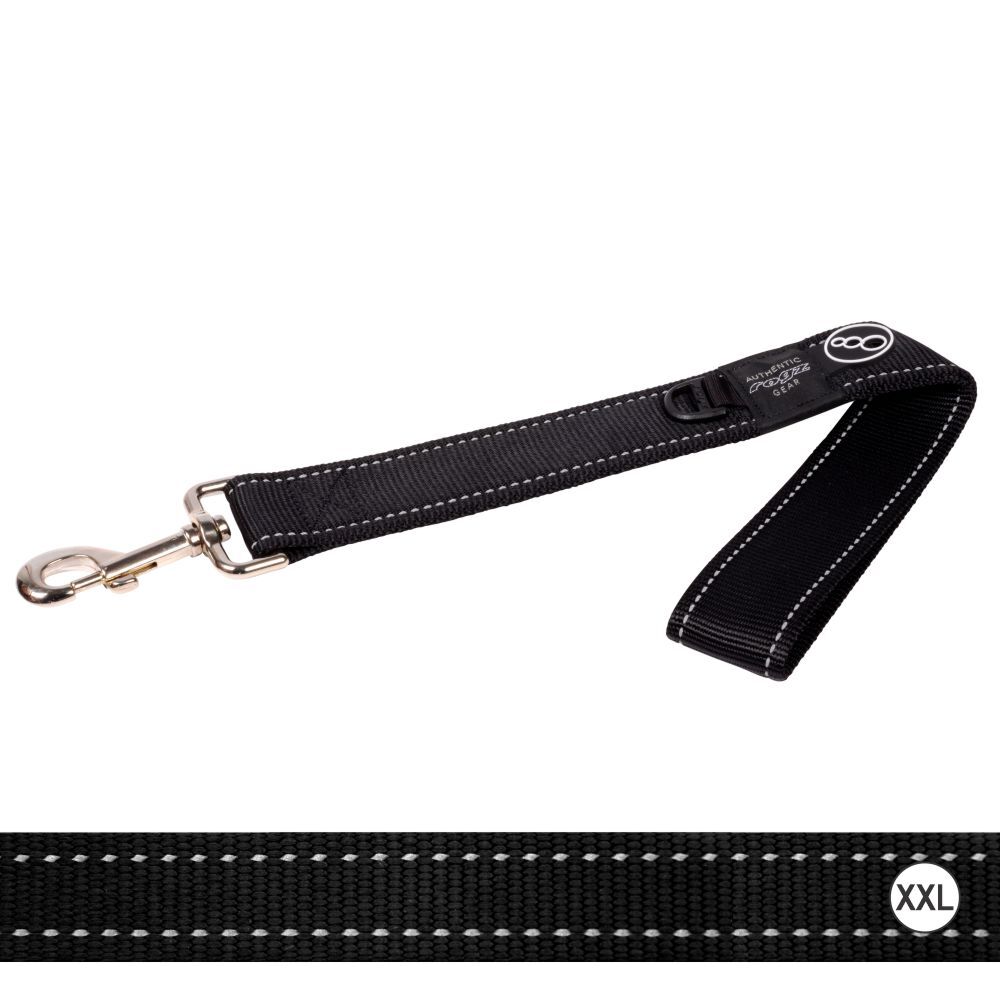 Rogz Classic Reflective Dog Lead, Black XXLarge 50cm