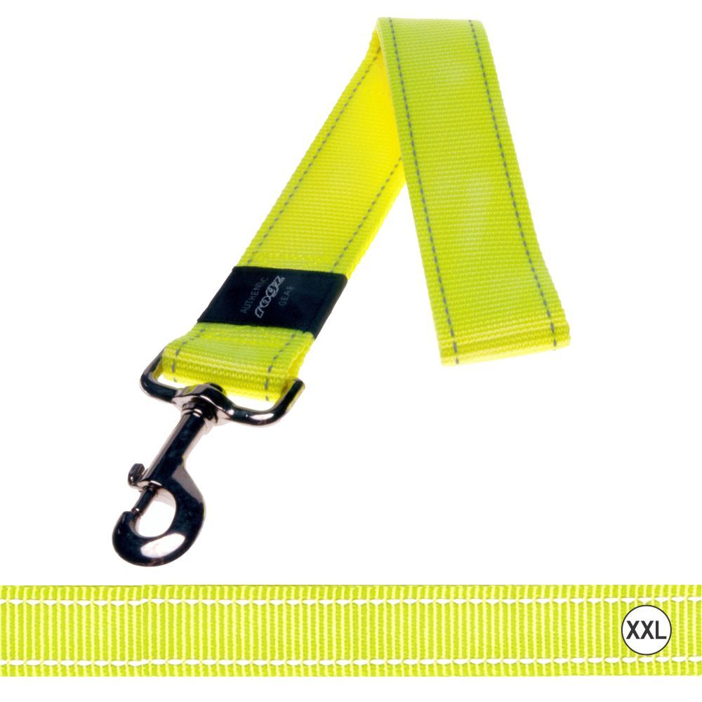 Rogz Classic Reflective Dog Lead,  Dayglo Yellow XXLarge 50cm