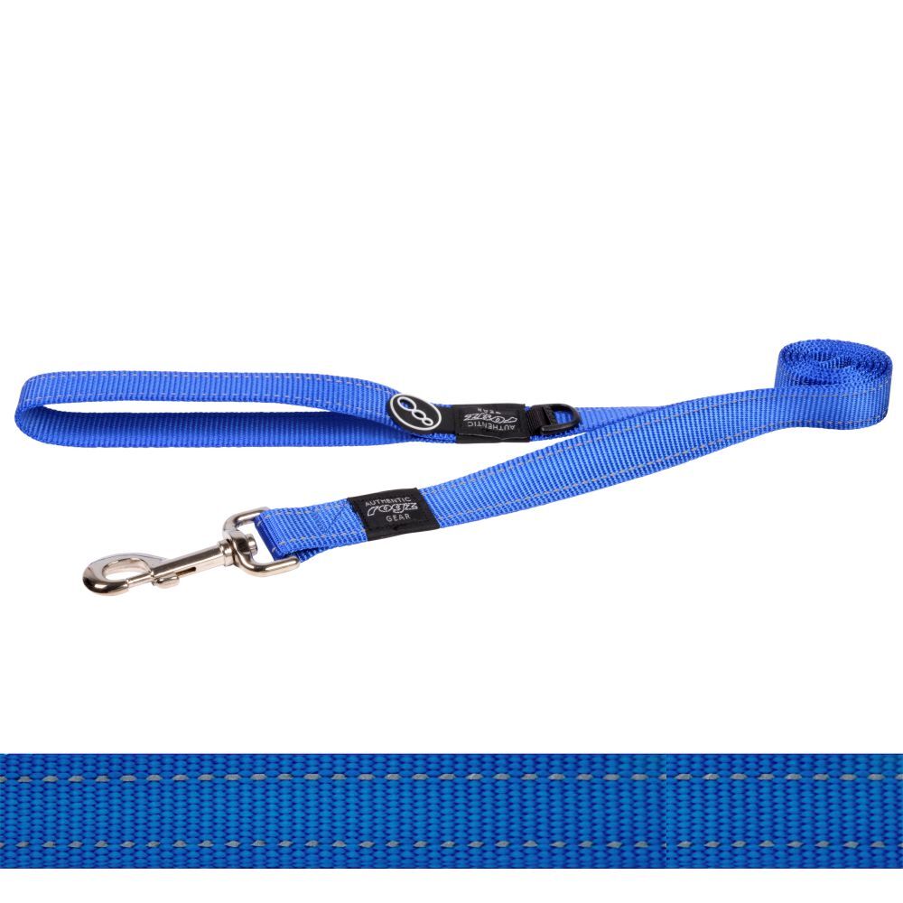 Rogz Classic Reflective Dog Lead, Blue S, M, L, XL