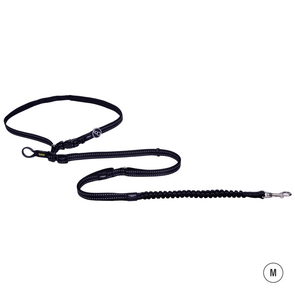 Rogz Speciality Hands Free Dog Lead Black (Medium)