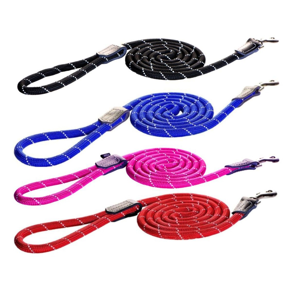 Rogz Rope Dog Lead Red, Blue, Pink & Black 12mm x 180cm