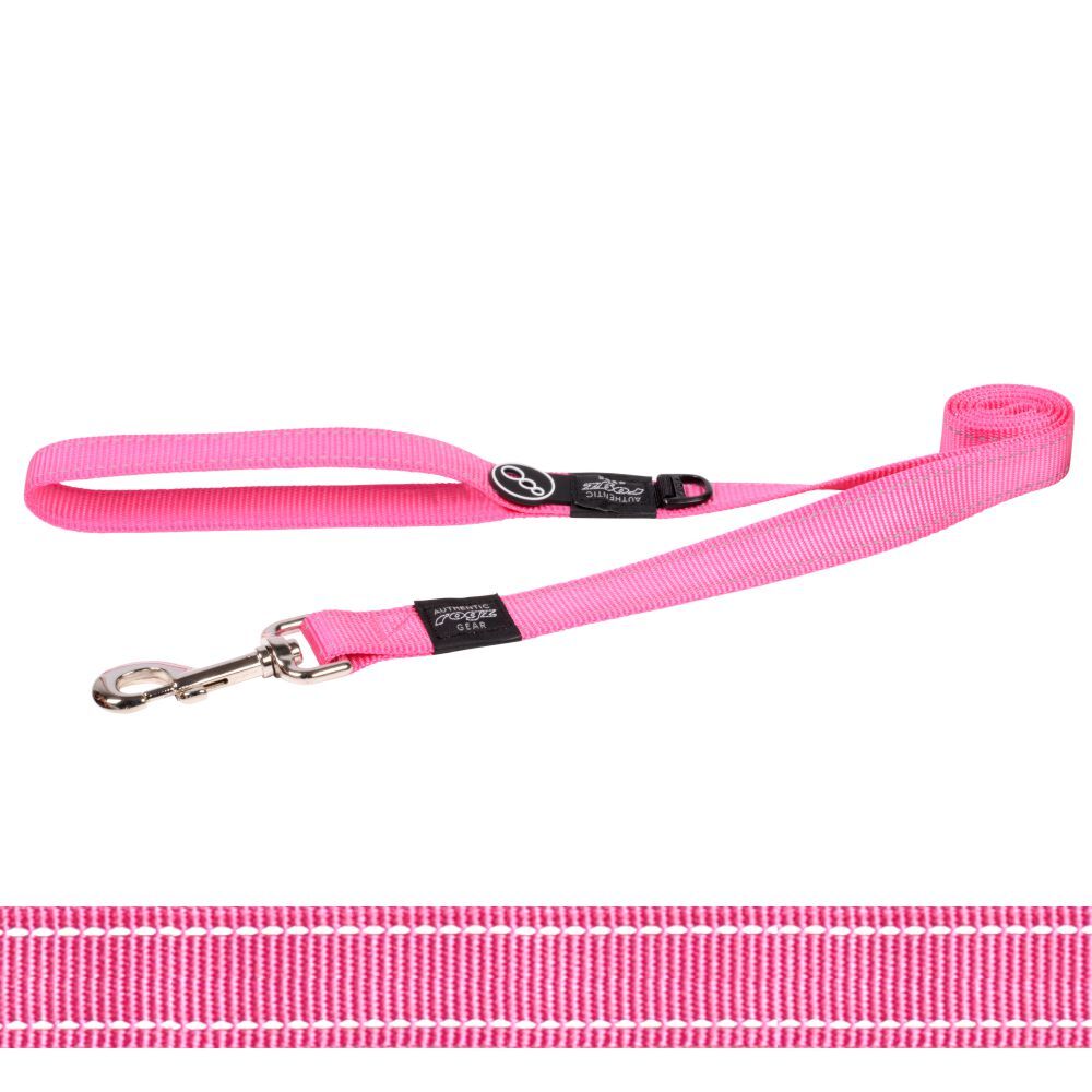 Rogz Classic Reflective Dog Lead, Pink S, M, L, XL
