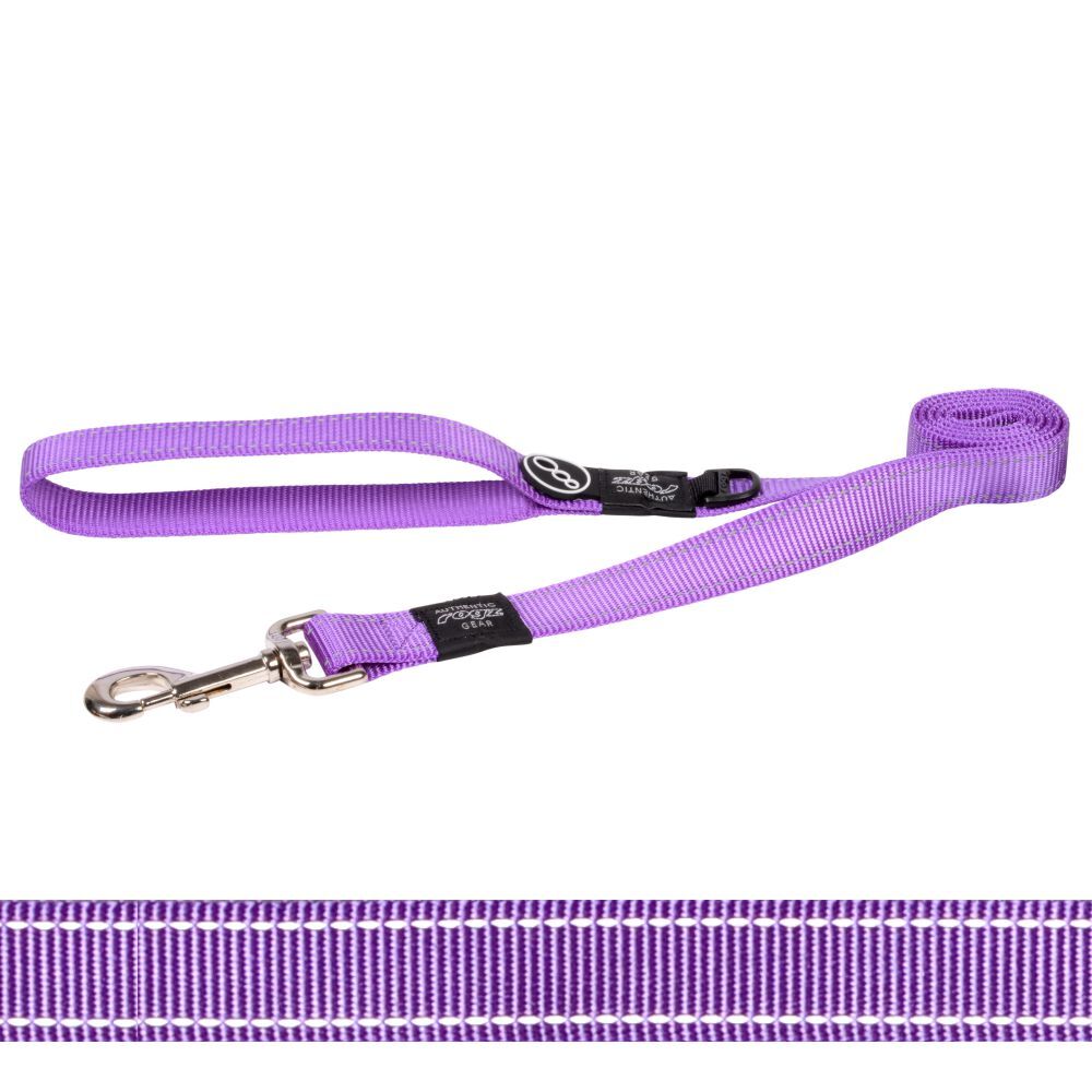 Rogz Classic Reflective Dog Lead, Purple S, M, L, XL