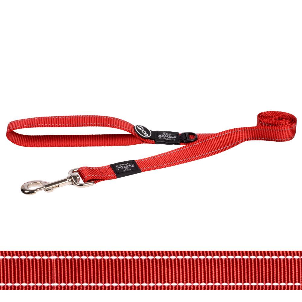 Rogz Classic Reflective Dog Lead, Red S, M, L, XL
