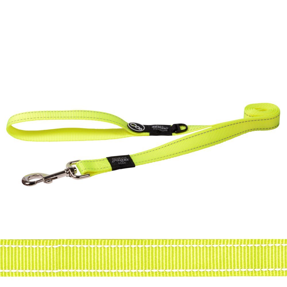 Rogz Classic Reflective Dog Lead, Dayglo Yellow S, M, L, XL