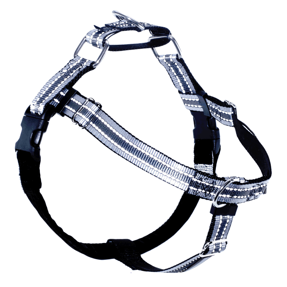 Freedom No Pull Dog Harness Reflective Black (XXLarge 2.5cm)