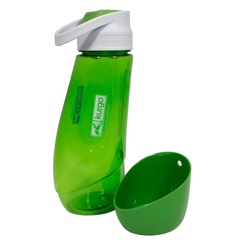 Kurgo Gourd Travel Dog Water Bottle & Dog Water Dispenser Grass Green