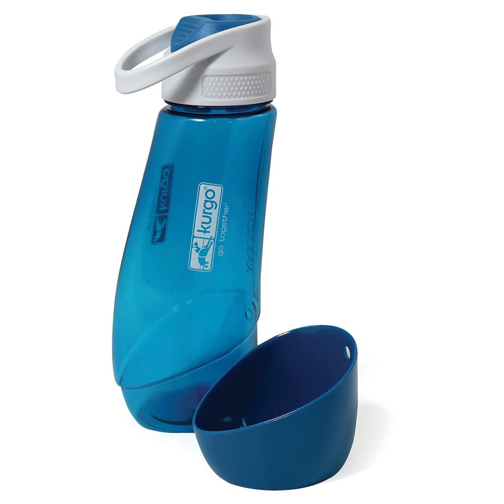 Kurgo Gourd Travel Dog Water Bottle & Dog Water Dispenser Coastal Blue