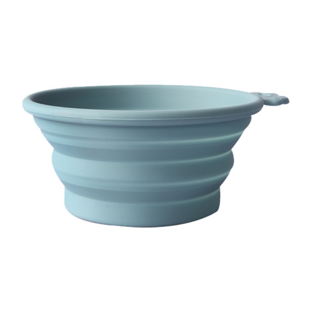 Pet One Silicone Round Travel Bowl Blue Stone 370ml